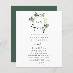 Budget Monogram Tropical Emerald Green Wedding