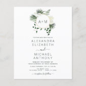 Budget Monogram Tropical Emerald Green Wedding Fly Flyer (Voorkant)