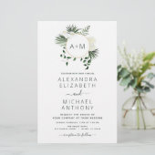 Budget Monogram Tropisch Smaragdgroen Bruiloft (Staand voorkant)