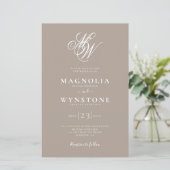 Budget Monogram Weddenschap Uitnodiging | Code soo (Staand voorkant)