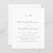 Budget Monogram White Minimal Wedding Invitation (Voorkant / Achterkant)