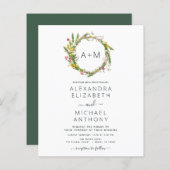 Budget Monogram Wildbloemen Emerald Green Wedding (Voorkant / Achterkant)