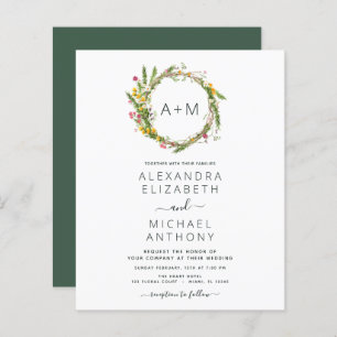 Budget Monogram Wildbloemen Emerald Green Wedding