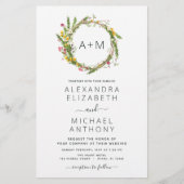 Budget Monogram Wildbloemen Emerald Green Wedding (Voorkant)