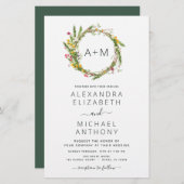 Budget Monogram Wildbloemen Emerald Green Wedding (Voorkant / Achterkant)