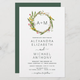 Budget Monogram Wildbloemen Emerald Green Wedding