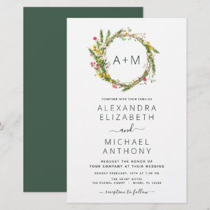 Budget Monogram Wildbloemen Emerald Green Wedding