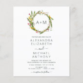 Budget Monogram Wildbloemen Emerald Green Wedding Flyer (Voorkant)
