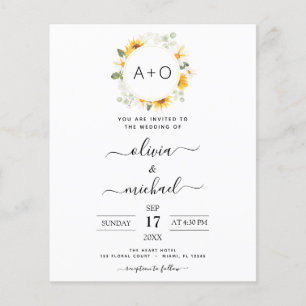Budget Monogram Zonnebloem Eucalyptus Weddenschap Flyer