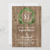 Budget Monogramc Rustic Barn Wood Winter Wedding Kaart (Voorkant)