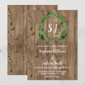 Budget Monogramc Rustic Barn Wood Winter Wedding Kaart (Voorkant / Achterkant)