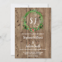 Budget Monogramc Rustic Barn Wood Winter Wedding