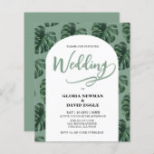 Budget Monstera Leaves Wedding QR Code Invitation (Voorkant / Achterkant)