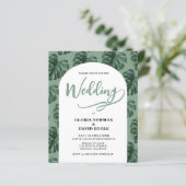 Budget Monstera Leaves Wedding QR Code Invitation (Staand voorkant)