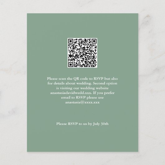 Budget Monstera Leaves Wedding QR Code Invitation (Achterkant)
