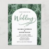 Budget Monstera Leaves Wedding QR Code Invitation (Voorkant)