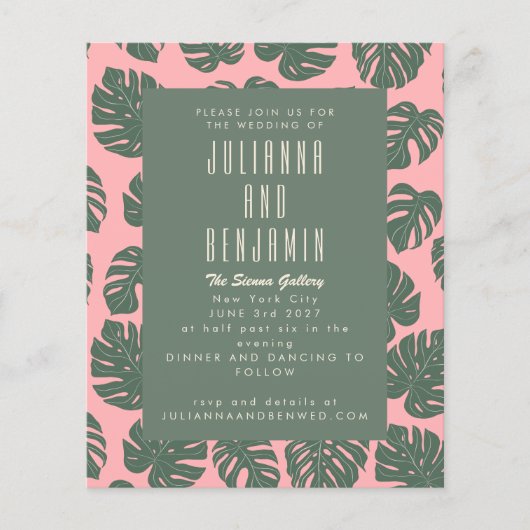 Budget Monstera Plant Botanische roze groene bruil (Voorkant)