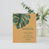 Budget Monstera Tropical Leaf Wedding Invitation (Staand voorkant)