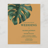 Budget Monstera Tropical Leaf Wedding Invitation (Voorkant)