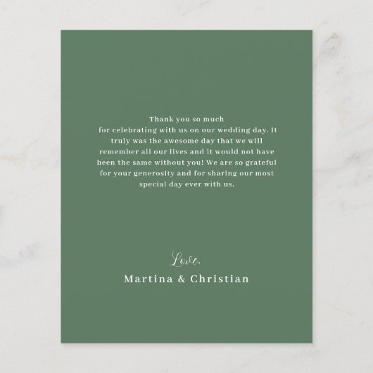 Budget Monstera Wedding Flat Bedankt Card (Achterkant)