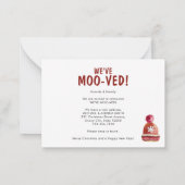 Budget Moo-ving New Home Koe Holiday Moving Notitiekaartje (Achterkant)