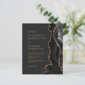 Budget Moody Black Agate Gouden Trouw Uitnodiging (Staand voorkant)