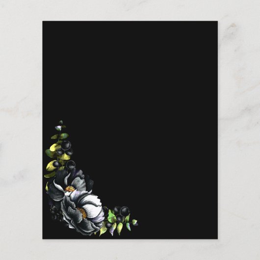 Budget Moody Black Floral Wedding Invitation (Achterkant)