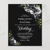 Budget Moody Black Floral Wedding Invitation (Voorkant)