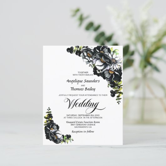 Budget Moody Black Floral White Wedding (Staand voorkant)