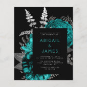 Budget Moody Bloemen Blauwgroen Zilver QR Code Huw (Voorkant)