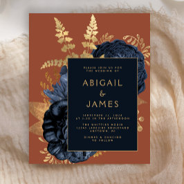 Budget Moody Bloemen Marine Blauw Goud Roest Trouw