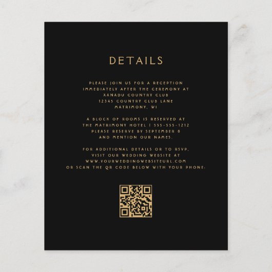 Budget Moody Bloemen Paarse Goud QR Code Huwelijk (Achterkant)