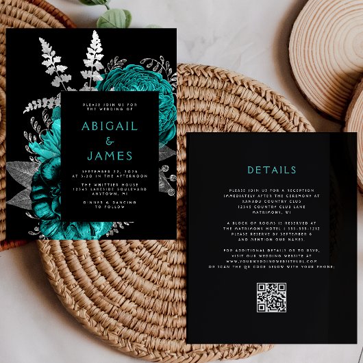 Budget Moody Bloemendecor Teal Zilver QR Code Trou