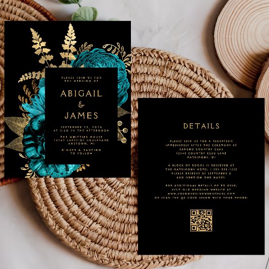 Budget Moody Bloemendecor Turquoise Goud QR Code T