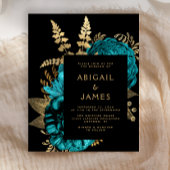 Budget Moody Dark Floral Turquoise Gold Wedding