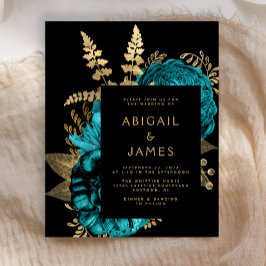 Budget Moody Dark Floral Turquoise Gold Wedding