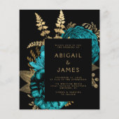 Budget Moody Dark Floral Turquoise Gold Wedding (Voorkant)