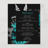 Budget Moody Floral Blauwgroen Silver Wedding Menu (Voorkant)
