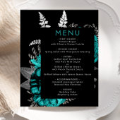 Budget Moody Floral Blauwgroen Silver Wedding Menu