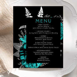 Budget Moody Floral Blauwgroen Silver Wedding Menu