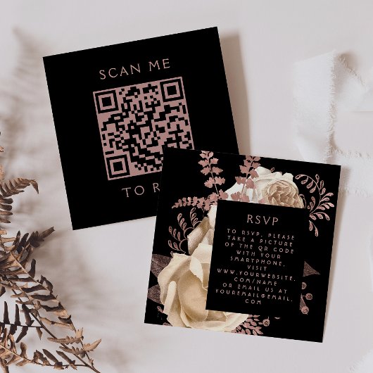 Budget Moody Floral Ivoorkleurige Roos Gouden QR C Informatiekaartje