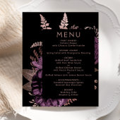 Budget Moody Floral Paarse Roos Gold Wedding Menu
