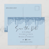 Budget Mooi Meisjesachtig BLAUWE Glitters Huwelijk Briefkaart (Voorkant / Achterkant)