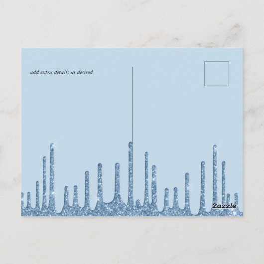 Budget Mooi Meisjesachtig BLAUWE Glitters Huwelijk Briefkaart (Achterkant)