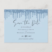 Budget Mooi Meisjesachtig BLAUWE Glitters Huwelijk Briefkaart (Voorkant)