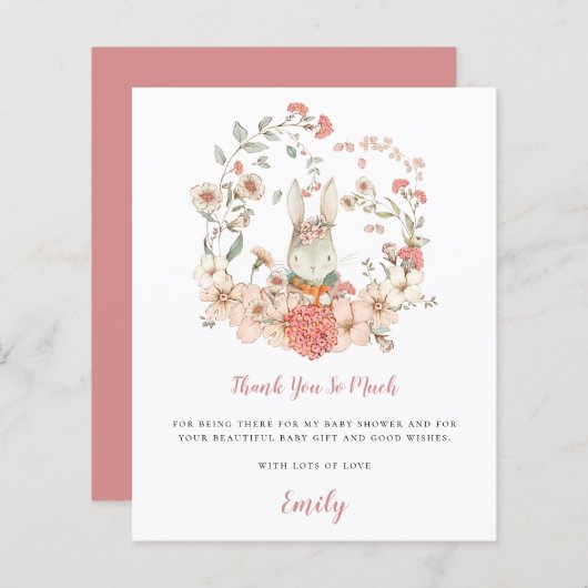 Budget Mooie Konijn Koraal Kleurige Baby Shower Be (Voorkant / Achterkant)