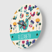 Budget Mooie Meisjesachtige Katten Volkskunst Stij Grote Klok (Hoek)