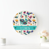 Budget Mooie Meisjesachtige Katten Volkskunst Stij Grote Klok (Huis)