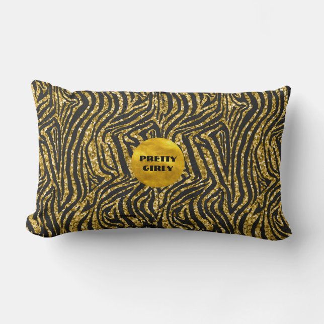 Budget Mooie Meisjesachtige Nep Gouden Glitter Fol Kussen (Voorkant)