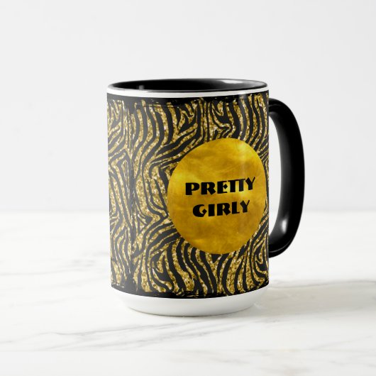 Budget Mooie Meisjesachtige Nep Gouden Glitter Fol Mok (Voorkant rechts)